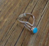 Native American Sterling Silver Turquoise Navajo Women's V Drop Ring