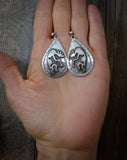 Kokopelli Earrings, Navajo Vintage Sterling Silver Kokopelli Post Dangle Earrings, Native American Handmade