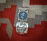 Hopi Men's Watch, Kokopelli Watch, Sterling Silver Kokopelli Watch, Vintage Watch, Native American Indian Jewelry
