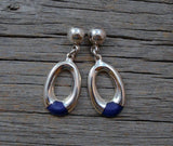 Lapis Earrings, Sterling Silver Lapis Post Dangle Earrings