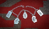 Hopi Sterling Silver Charm Bracelet, Silver Chain Bracelet, Charm Bracelet, Native American Indian Jewelry