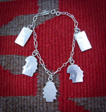 Hopi Sterling Silver Charm Bracelet, Silver Chain Bracelet, Charm Bracelet, Native American Indian Jewelry