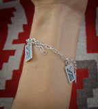 Hopi Sterling Silver Charm Bracelet, Silver Chain Bracelet, Charm Bracelet, Native American Indian Jewelry