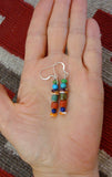 Handmade Native American Turquoise Multi Bead Dangle Earrings, Southwestern Jewelry, Gift For Mom
