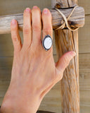 Handmade Native American Navajo White Buffalo Ring Size 7, Size 8, Adjustable Ring
