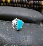 Handmade Native American Navajo Zuni Silver Turquoise Inlay Tie Tack or Hat Pin
