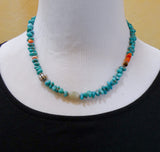 Handmade Native American Spiny Oyster Turquoise Multi Stone Necklace