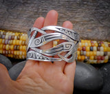 HEAVY Unisex Native American Hopi Sterling Silver Cuff Bracelet By Daren Silas