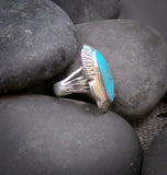Handmade Native American Navajo Turquoise Silver Ring Size 6