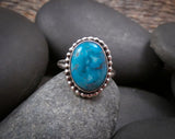 Native American Navajo Women's Turquoise Silver Ring Size 9.5