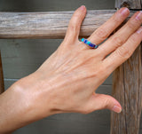 Native American Navajo Turquoise Multi Inlay Band Ring Size 8.5