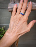 Native American Navajo Turquoise Multi Inlay Band Ring Size 8.5