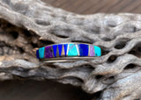 Native American Navajo Turquoise Multi Inlay Band Ring Size 8.5
