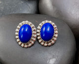 Native American Navajo Silver Lapis Post Earrings
