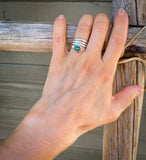 Navajo Sterling Silver Adjustable Green Turquoise Ring Size 6 - 7