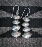 Native Handmade Navajo Sterling Silver Handmade Bead Dangle Earrings