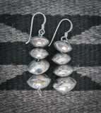 Native Handmade Navajo Sterling Silver Handmade Bead Dangle Earrings