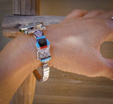 Zuni Sterling Silver Turquoise Multi Inlay Maiden Watch By Theresa Waseta