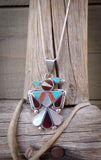 Native American Zuni Turquoise Multi Inlay Thunderbird Pendant & Free 20" Chain