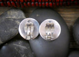Native American Navajo Sterling Silver Concho Button Dome Clip On Earrings