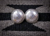 Native American Navajo Sterling Silver Concho Button Dome Clip On Earrings