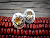 Native American Citrine Sterling Silver Clip On Earrings