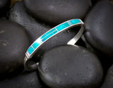 Women's Sterling Silver Navajo Turquoise Inlay Cuff Bracelet