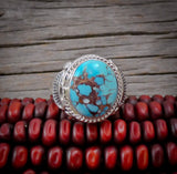 Native American Silver Golden Hill Turquoise Men's Ring Size 10.5