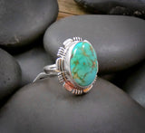 Women’s Native American Silver Royston Turquoise Ring Size 6.75