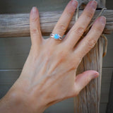 Native American Silver Golden Hill Turquoise Band Ring Size 6