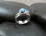 Native American Silver Golden Hill Turquoise Women's Band Ring Size 6