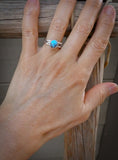 Native American Silver Golden Hill Turquoise Women's Band Ring Size 6