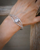 Native American Navajo Sterling Silver Leaf Mussel Shell Bracelet