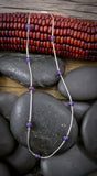 Delicate Liquid Silver Amethyst Bead Choker Necklace 16 inches
