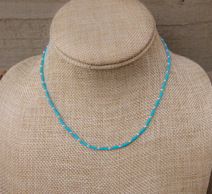 Native Liquid Silver Turquoise Bead Choker Necklace 16 inches