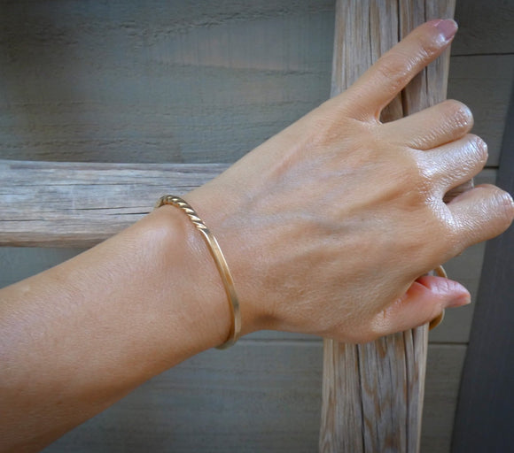 Navajo Handmade Bronze Cuff Wire Bracelet For Small Wrist