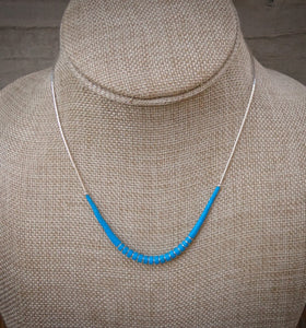 Native Liquid Silver Turquoise Bead Choker Necklace 16.25 inches
