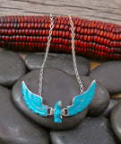Zuni Sterling Silver Hand Carved Eagle Bar Necklace, Native American