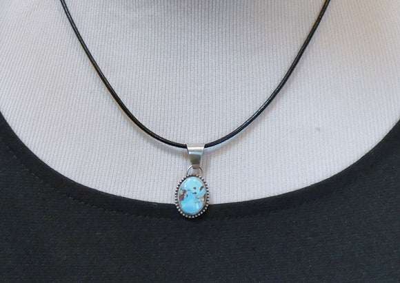 Handmade Golden Hill Turquoise Sterling Silver Pendant, Native American Navajo