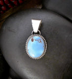Native American Golden Hill Turquoise Sterling Silver Pendant, Navajo Handmade