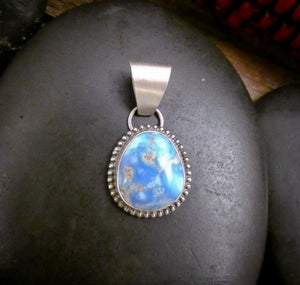 Handcrafted Native American Golden Hill Turquoise Sterling Silver Pendant