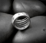 Unisex Vintage Sterling Silver Wide Track Band Ring Size 8, Heavy Gauge