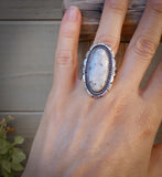 Native American Navajo Sterling Silver Women’s White Buffalo Ring Size 9.5