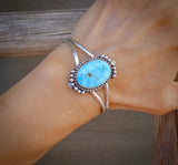 Women's Native American Navajo Sterling Silver Turquoise Cuff Bracelet