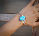 Women's Native American Navajo Sterling Silver Turquoise Cuff Bracelet