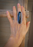 Native American Navajo Large Black Onyx Statement Ring Size 10