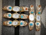Native American 12KGF Navajo Coral Turquoise Women's Watch