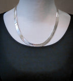 Unisex Heavy Sterling Silver Flat Omega Chain 20", Made In Italy