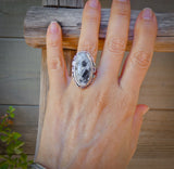 Native American Navajo Sterling Silver Women’s White Buffalo Ring Size 6.5