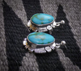 Native American Navajo Kingman Silver Turquoise Dangle Earrings